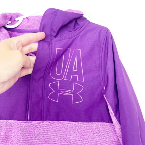 Under Armour Purple Quarter Zip Sweater Sz YS - Picture 2 of 8
